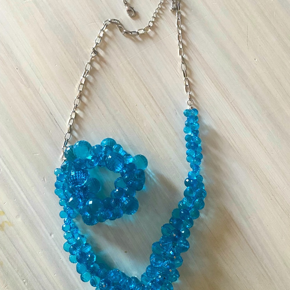 Blue Chunky Necklace and Bracelet Statement Necklace/Bracelet set Acrylic Bead